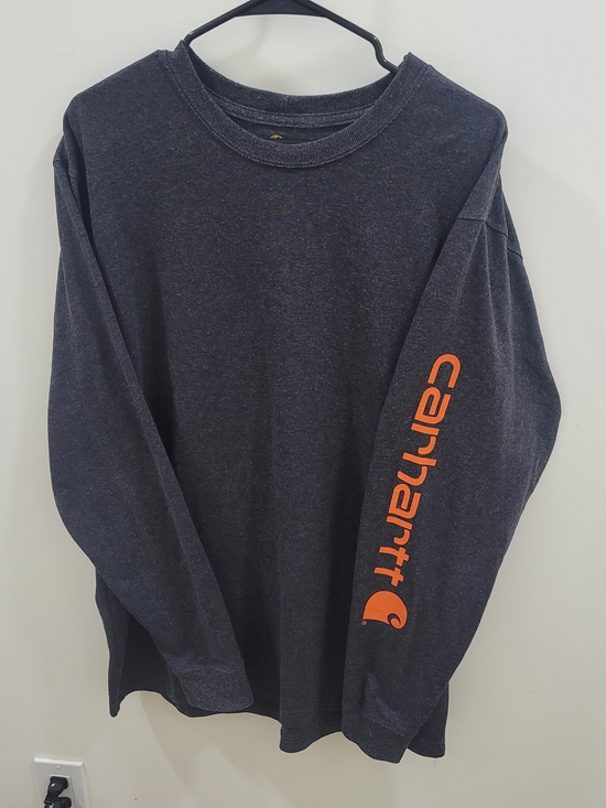 Carhartt Other - Carhartt Dark Gray Long-Sleeve Tee with Orange Sleeve Logo Mens L